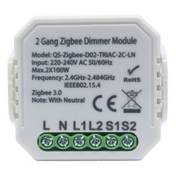 230V LED dæmpere Zigbee indbygningsdæmper - 2 x 100W LED dæmper til dobbeltkontakt, kip-tryk/push dæmp, Tuya Zigbee, til indbygning