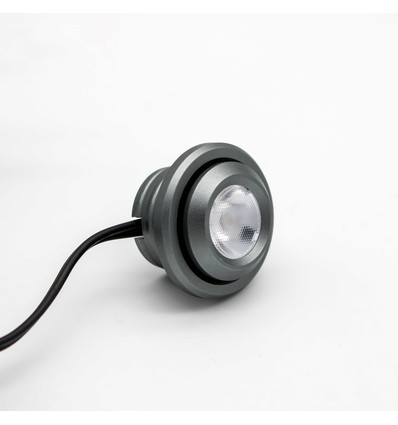 1W Ø2,9cm SPOT29 møbelspot indbygning RA90 - 12V DC, Hul: Ø2 cm, Mål: Ø2,9 cm, Børstet stål