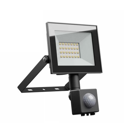 20W projektør - IP44, Sort, PIR sensor