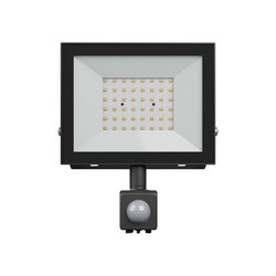 Producenter Noctis Lux lyskaster 50W - kold hvid, 230V, IP44, 176x221x53mm, sort, PIR sensor.