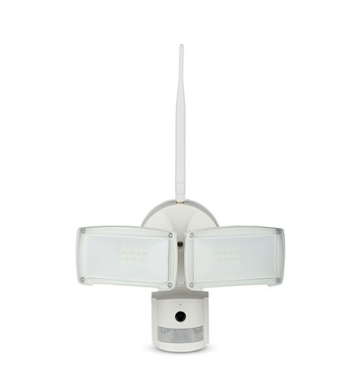 18W LED projektør med WiFi kamera og sensor - 6000K, IP44, hvid, PIR bevægelsessensor, app styret