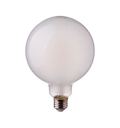 E27 7W LED filament pære - G125, mat glas, 6400K, 840lm, 300° beam angle
