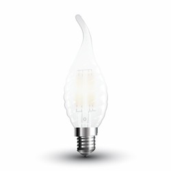 Producenter 4W pære med twist E14 - matteret, flame, kertepære, kultråd, 6400K