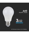 E27 9W 3-trin dæmpbar LED pære - A60, 6400K, kold hvid, erstatter 60W