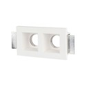 GU10 gipslampe - firkant, hvid, 1x2 holder
