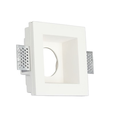 GU10 indbygningsspot i gips, kvadratisk - Hvid, 120x120mm, dyb model, IP20, uden lyskilde