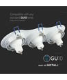 3-huls GU10 indbygningsspot - Rund, hvid, aluminium, Hul: 23,5 x 7,5 cm, Mål: 25,5 x 9,1 cm