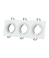 3-huls kvadratisk indbygningsspot til 3x GU10 - Hvid, aluminium, IP20 indendørs, hul: 235x75mm, mål: 255x91mm