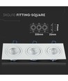 3-huls kvadratisk indbygningsspot til 3x GU10 - Hvid, aluminium, IP20 indendørs, hul: 235x75mm, mål: 255x91mm