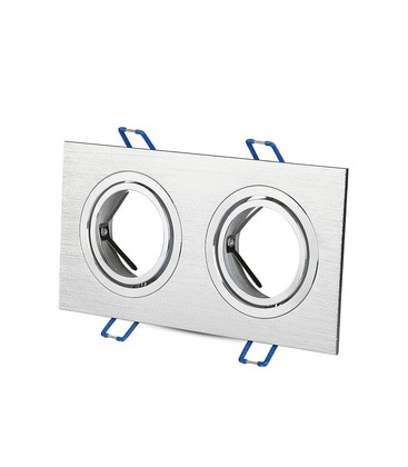 2xGU10 Lampe - Firkant, Aluminium Børstet 2xGU10 Lampe - Firkant, Aluminium Børstet
