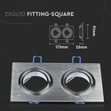 2xGU10 Lampe - Firkant, Aluminium Børstet