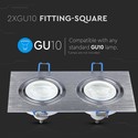 2xGU10 Lampe - Firkant, Aluminium Børstet