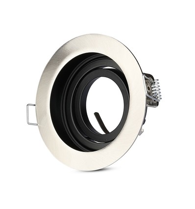 GU10 indbygningsspot - Rund, Satin nikkel, Hul: Ø9 cm, Mål: Ø10 cm, uden lyskilde