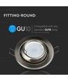 GU10 indbygningsspot - Rund, satin nikkel, justerbar, Hul: Ø9,0 cm, Mål: Ø10,0 cm, IP20 indendørs
