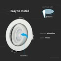 Downlight kit uden lyskilde - Hul: Ø8,5 cm, Mål: Ø9,5 cm, Hvid, vælg MR16 eller GU10 fatning