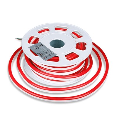 10m 8W/m Rød Neon Flex LED - 24V, IP65, 9x16,5mm