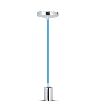 E27 Krom Metal Kop Pendel Lampe - Blå