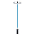 E27 Krom Metal Kop Pendel Lampe - Blå