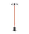 E27 pendelophæng i krom med orange ledning - Ø3,6 cm, uden lyskilde, IP20
