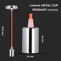 E27 Krom Metal Kop Pendel Lampe - Orange