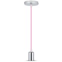E27 - Krom Metal Kop Pendel Lys, Pink.