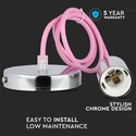 E27 - Krom Metal Kop Pendel Lys, Pink.
