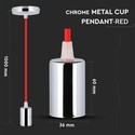 E27 Krom Metal Kop Pendel - Lys-Rød