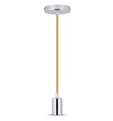 E27 pendelophæng i krom med beige ledning - Maks. 60W, Ø3,6cm, uden lyskilde