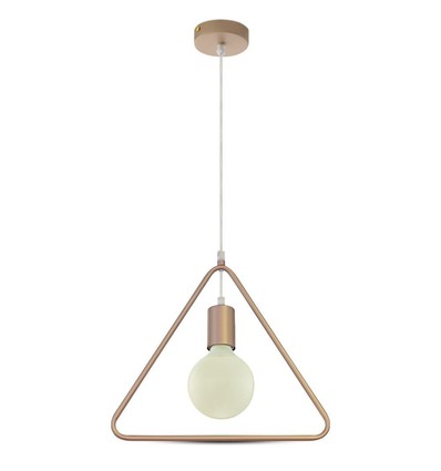 Geometrisk trekantet pendel, Champagne guld - E27 fatning, 1m ledning, metal, max 60W