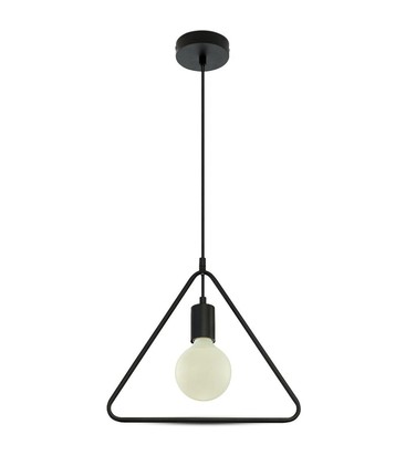 Mat sort pendel lampe med sort baldakin - E27