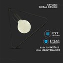 Mat sort pendel lampe med sort baldakin - E27
