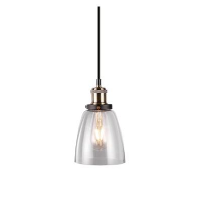 Transparent Glass-Metal pendel - E27 fatning, max 60W, glas og metal, uden lyskilde