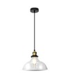 Ø24,5cm E27 pendel i glas - Transparent, max 60W, 110cm højde, metal base