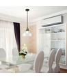 Ø24,5cm E27 pendel i glas - Transparent, max 60W, 110cm højde, metal base