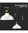 Ø24,5cm E27 pendel i glas - Transparent, max 60W, 110cm højde, metal base