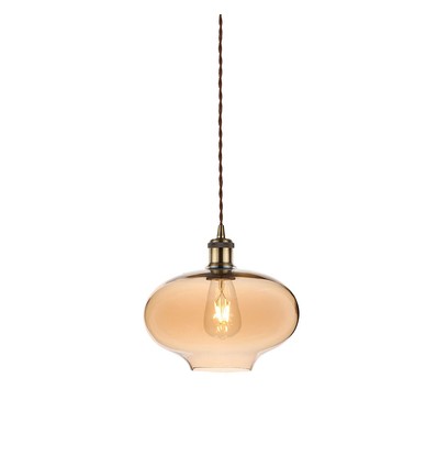 Ø26cm Glas pendel, E27 - Amber, 115cm højde, uden lyskilde