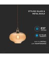 Ø26cm Glas pendel, E27 - Amber, 115cm højde, uden lyskilde