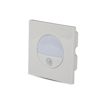 3W LED indbygningsspot med sensor - 4000K, 130 grader sensor, aluminium, hvid kant