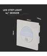 3W LED indbygningsspot med sensor - 4000K, 130 grader sensor, aluminium, hvid kant