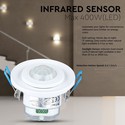 PIR Loftsensor (maks: 400W LED) - Bevægeligt hoved