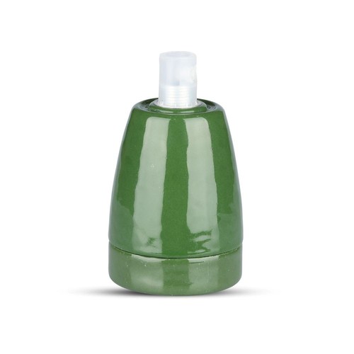 E27 fatning i grøn porcelæn - Max 60W, Ø4,7 x 6,4 cm, IP20 indendørs