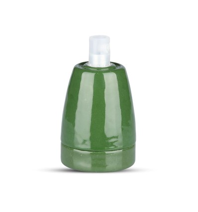 E27 fatning i grøn porcelæn - Max 60W, Ø4,7 x 6,4 cm, IP20 indendørs