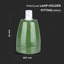 Porcelæns lampefatning (E27) - Grøn.
