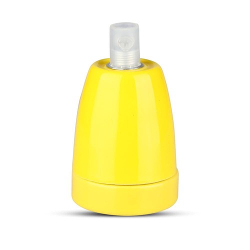 Gul E27 porcelænsfatning - Max 60W, Ø4,7 x 6,4 cm, IP20 indendørs
