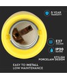 Gul E27 porcelænsfatning - Max 60W, Ø4,7 x 6,4 cm, IP20 indendørs