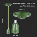 Højfrekvens porcelæns lampe E27 fatning - Grøn.