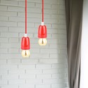 Højfrekvent porcelæns lampe E27 fatning - rød.