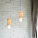 E27 Træ Pendel Lampe - Lilla Ledning