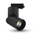 20W LED Skinnespot - 5000K, Sort Hus, Rundt.