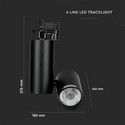 30W LED Skinnespot - 6400K, Sort Hus.